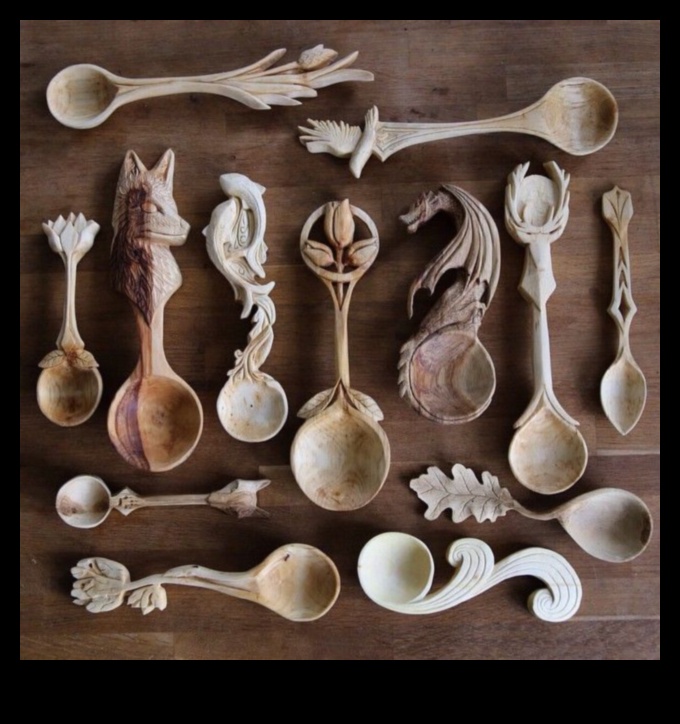 Koka karotes griešana: virtuves piederumu izgatavošana ar raksturu