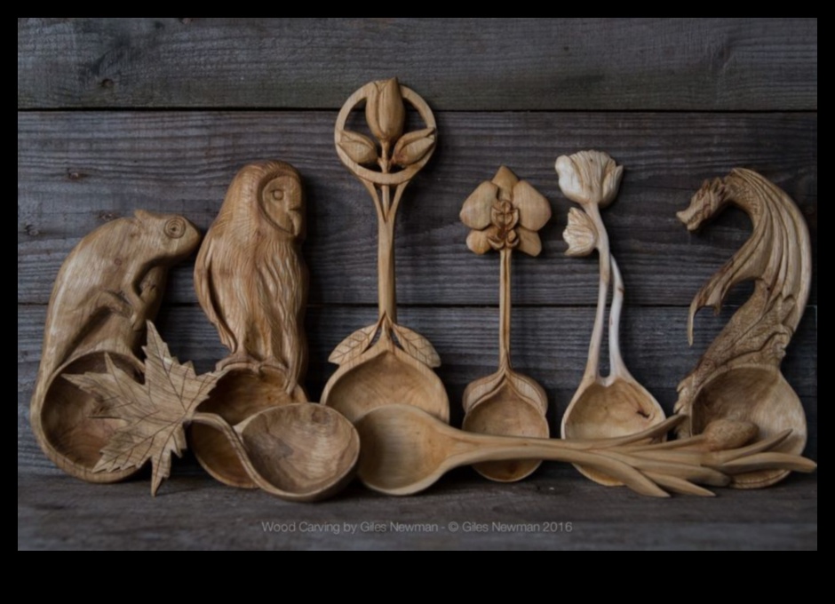 Koka karotes griešana: virtuves piederumu izgatavošana ar raksturu