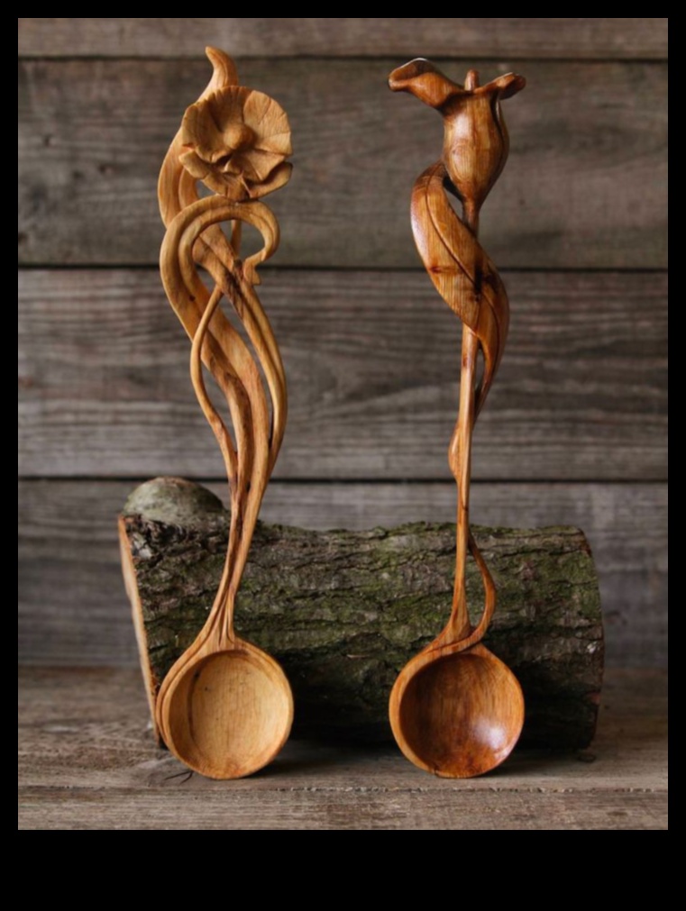 Koka karotes griešana: virtuves piederumu izgatavošana ar raksturu