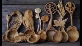 Koka karotes griešana: virtuves piederumu izgatavošana ar raksturu